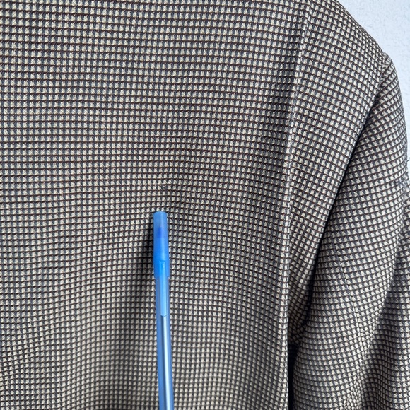 Ermenegildo Zegna Silk Wool Blazer Suit Jacket Tan Black Houndstooth 46R Flaws - Picture 13 of 16